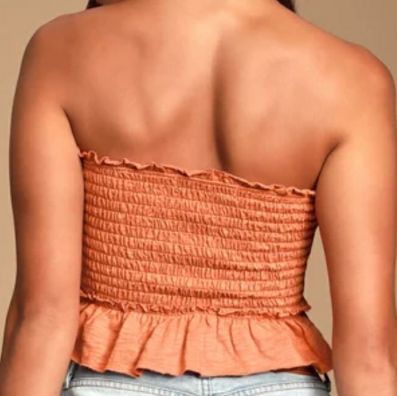 NWT FREE PEOPLE BABE SMOCKED STRAPLESS TUBE TOP - Picture 2 of 6